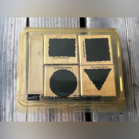 STAMPIN' UP! LITTLE SHAPES SET OF 5 WOOD & RUBBER STAMP SET 2000 Square Circle - Picture 1 of 3